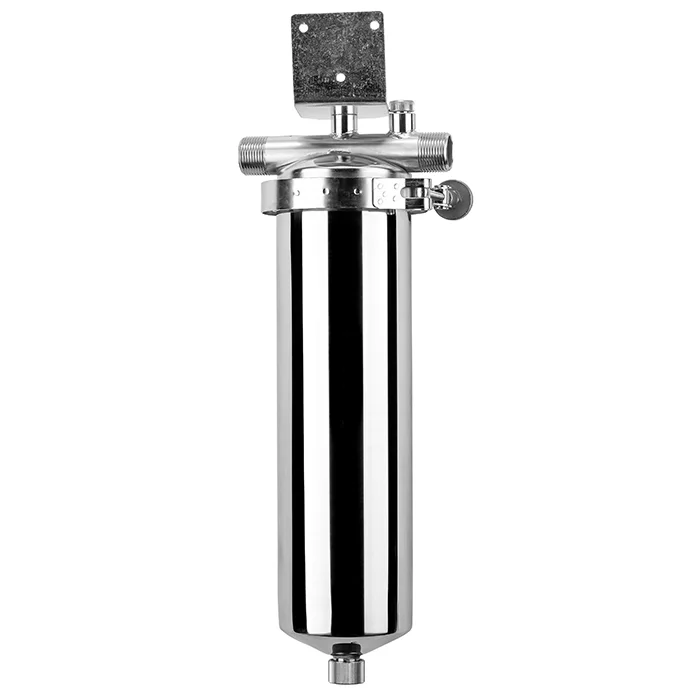 Магистральный фильтр Гейзер Тайфун 10SL 3/4 дюйма с корпусом из нержавеющей стали для комплексной очистки горячей и холодной воды от ржавчины, хлора и механических примесей