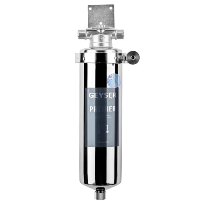 Корпус магистрального фильтра Гейзер Премьер 10SL 1/2 дюйма из пищевой нержавеющей стали