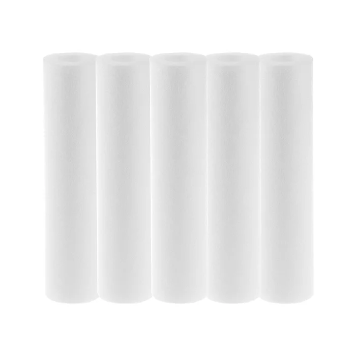 Механические картриджи Гейзер PP 5-10SL из вспененного полипропилена (5 шт.): фильтрация частиц крупнее 5 мкм, защита системы, стандарт 10SL