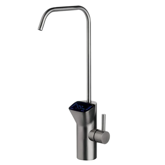 Кран чистой воды Гейзер НЕКСТ с электронным дисплеем и TDS-метром: нержавеющий излив, цифровая индикация качества воды, эргономичная ручка управления для систем обратного осмоса