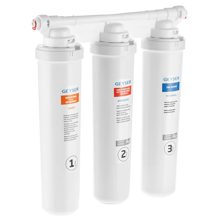 Проточный фильтр для воды Гейзер Оптима Макс Био под мойку защита от вирусов и бактерий без крана