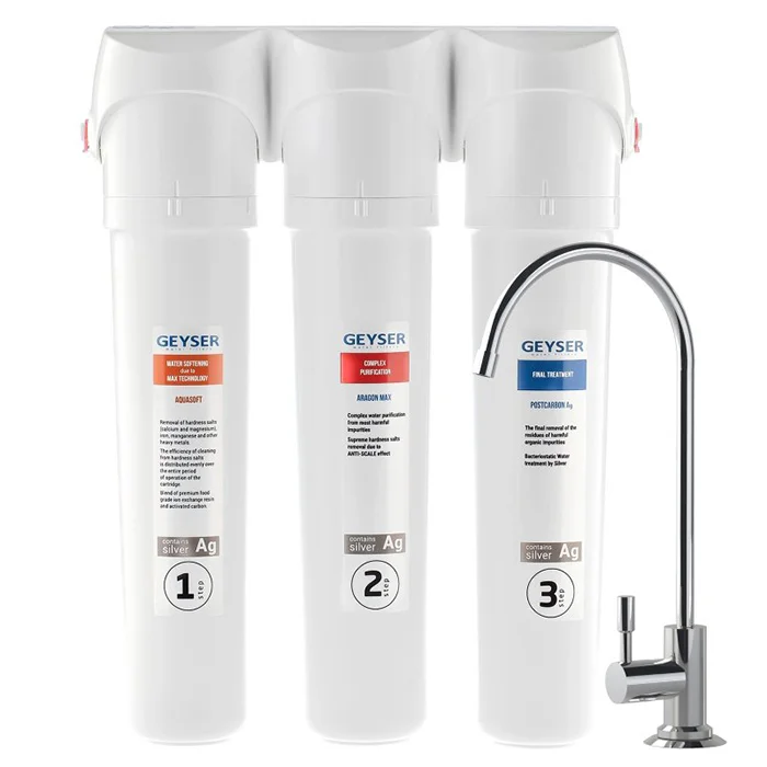 Проточный фильтр для воды Гейзер Смарт Макс под мойку для воды технология Smart с краном