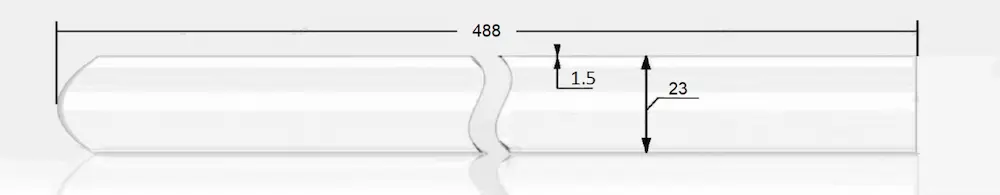 Кварцевый чехол 23x1,5x488 запаян