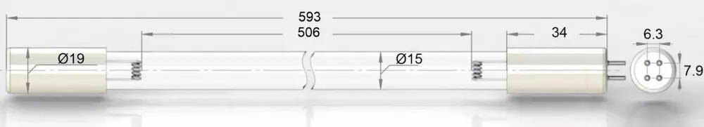 Чертёж ультрафиолетовой лампы UVL-55HO