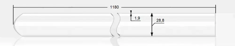 Кварцевый чехол 28,8x1,9x1180 запаян