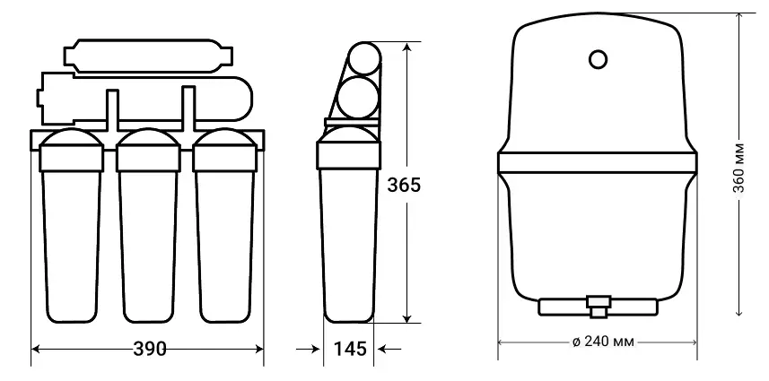 Гейзер Премиум-П - размеры