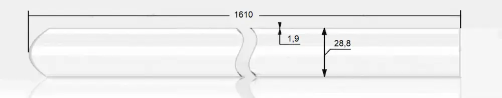 Кварцевый чехол 28,8x1,9x1610 запаян