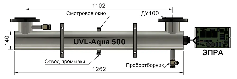 Чертёж ультрафиолетового стерилизатора UVL-Aqua 500