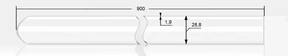 Кварцевый чехол 28,8x1,9x900 запаян