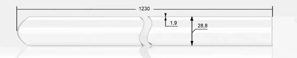 Кварцевый чехол 28,8x1,9x1230 запаян