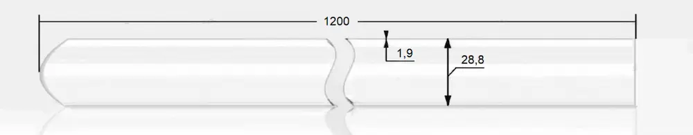 Кварцевый чехол 28,8x1,9x1200 запаян