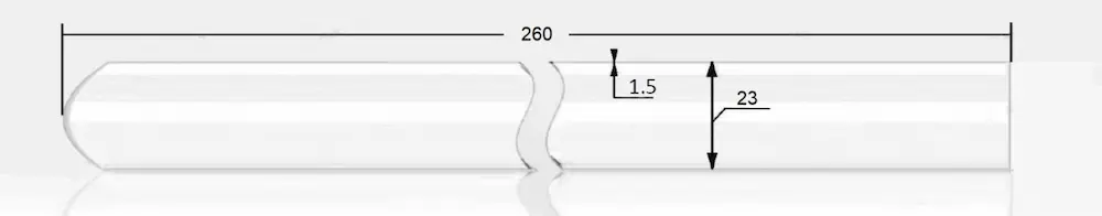 Кварцевый чехол 23x1,5x260 запаян