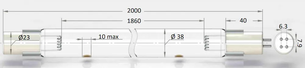 Чертёж ультрафиолетовой лампы UVL-381000