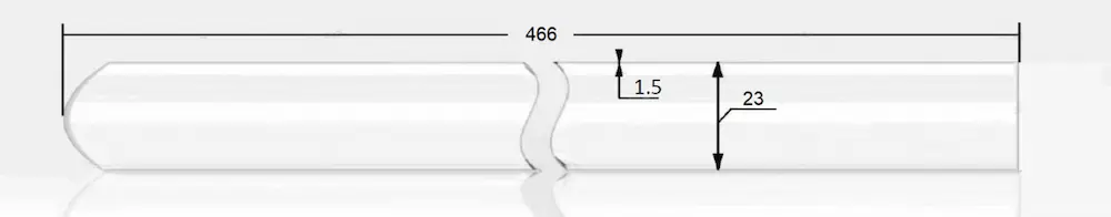 Кварцевый чехол 23x1,5x466 запаян