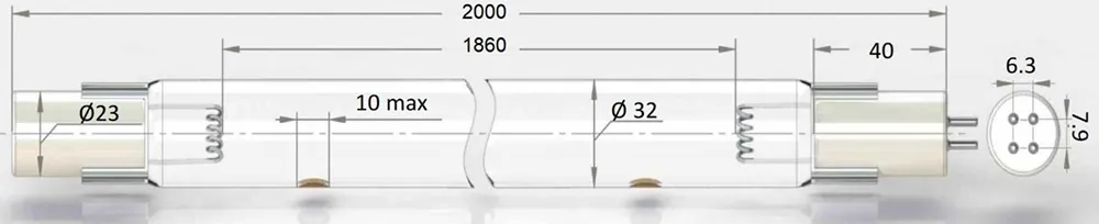 Чертёж ультрафиолетовой лампы UVL-32800