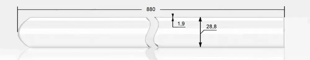 Кварцевый чехол 28,8x1,9x880 запаян