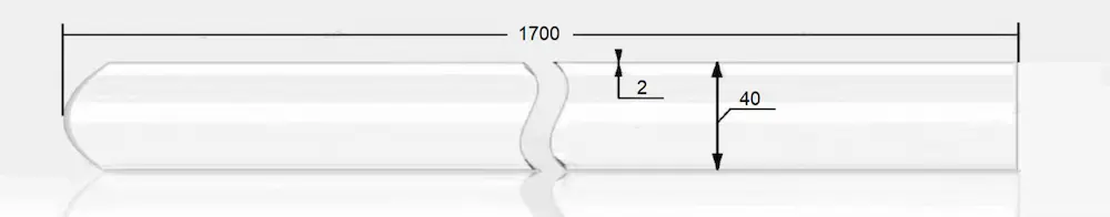 Кварцевый чехол 40x2x1700 запаян