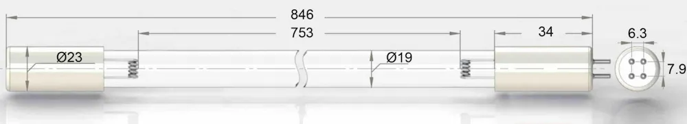 Чертёж ультрафиолетовой лампы UVL-80
