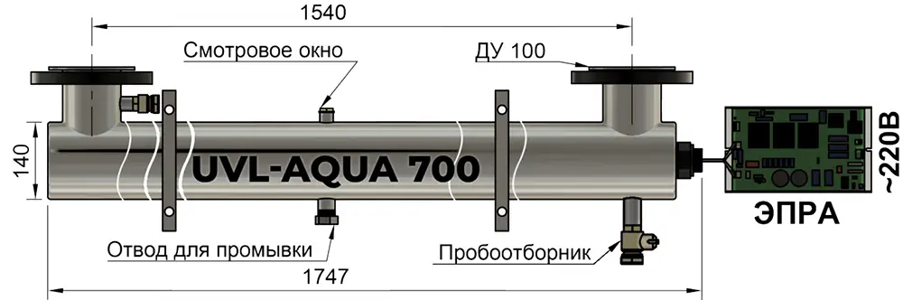 Чертёж ультрафиолетового стерилизатора UVL-Aqua 700