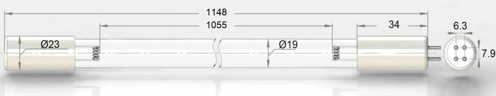 Чертёж ультрафиолетовой лампы UVL-120HO
