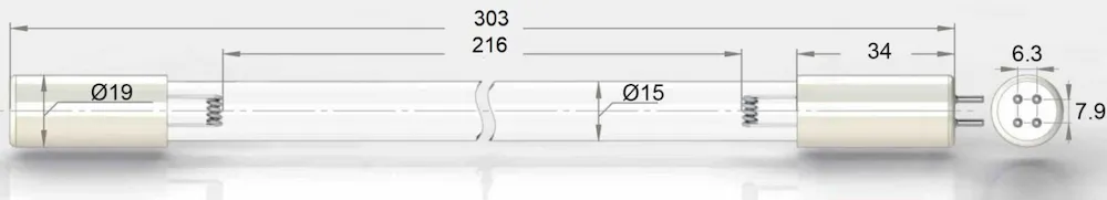 Чертёж ультрафиолетовой лампы UVL-15