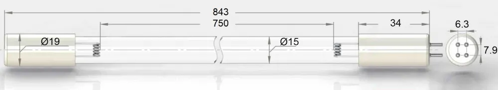 Чертёж ультрафиолетовой лампы UVL-40
